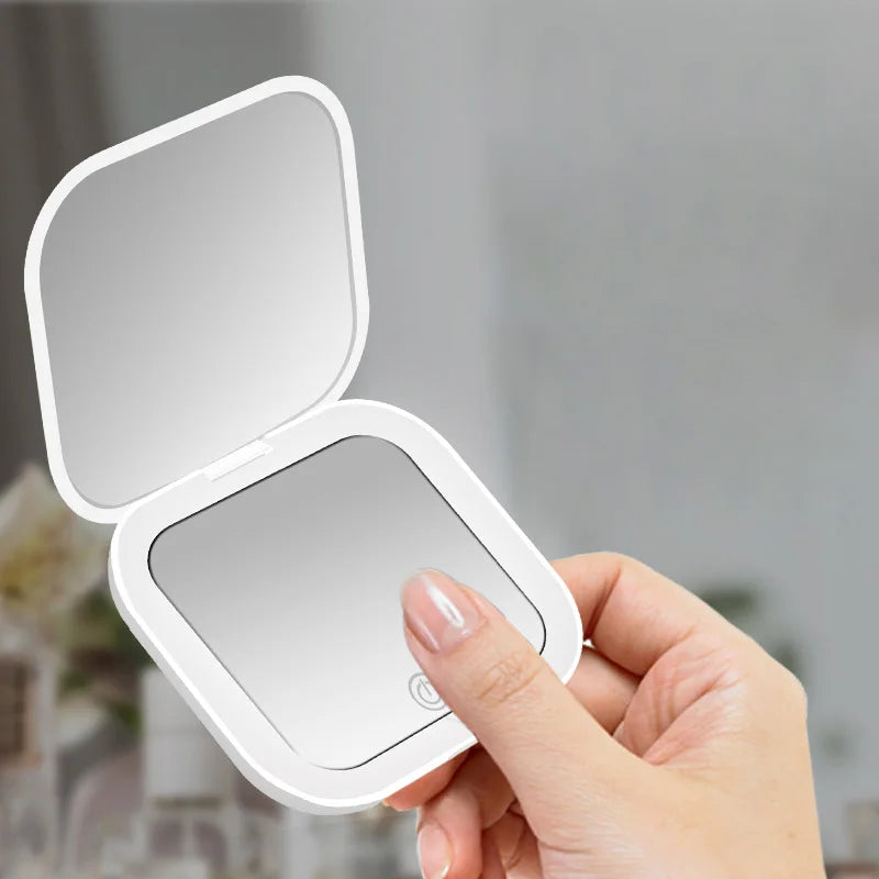 Folding LED Makeup Mirror