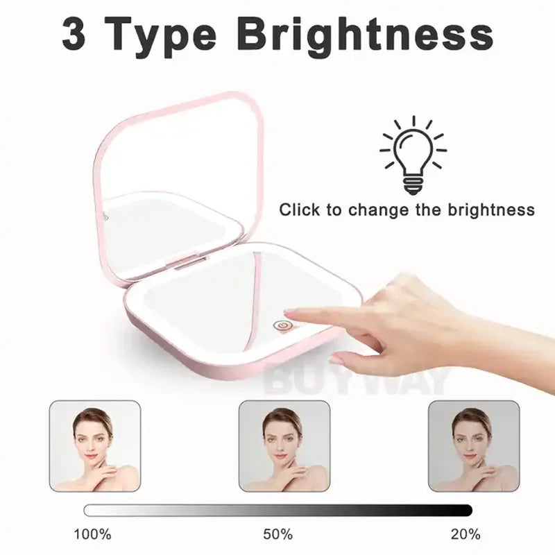 Folding LED Makeup Mirror