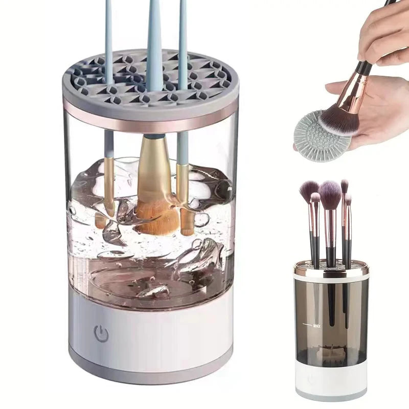Whirl electric makeup brush cleaner in use