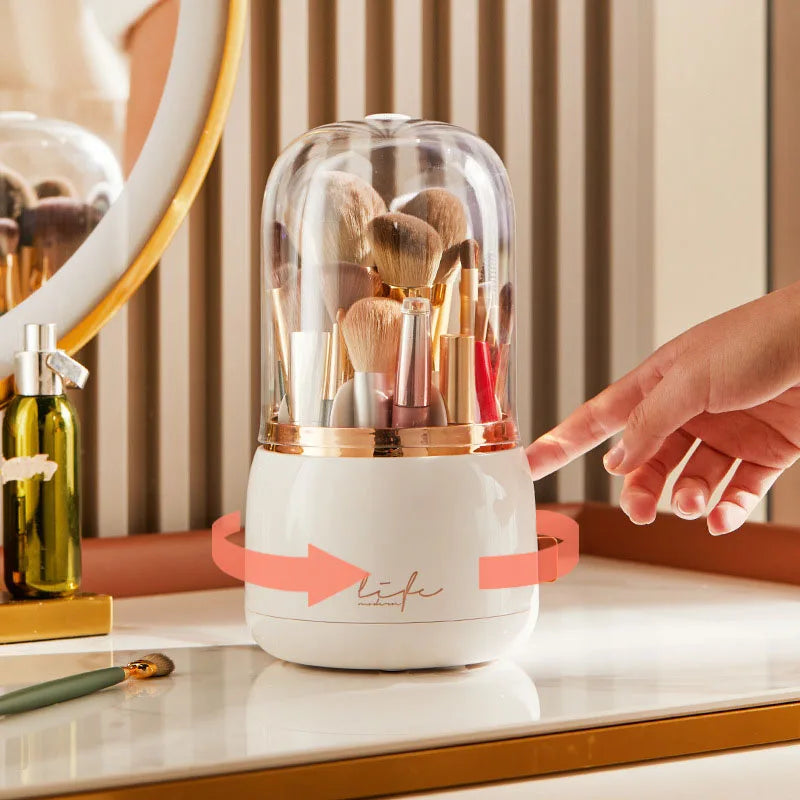 360° Rotating Dustproof Makeup Brush Holder