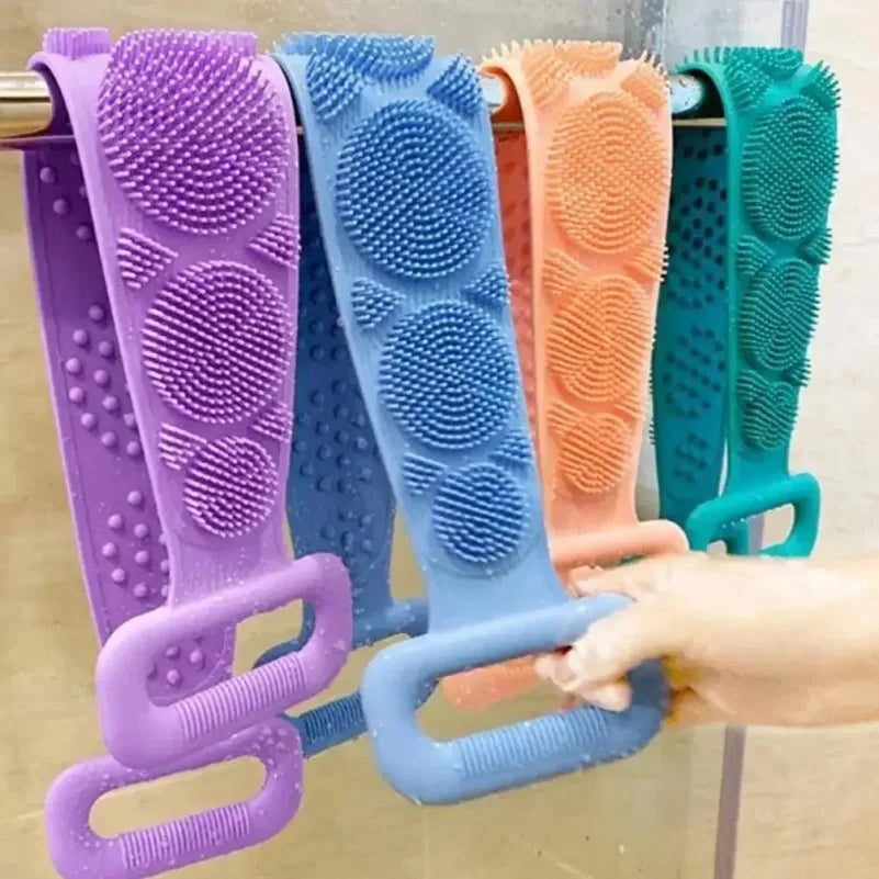 Reach silicone back scrubber with double handles