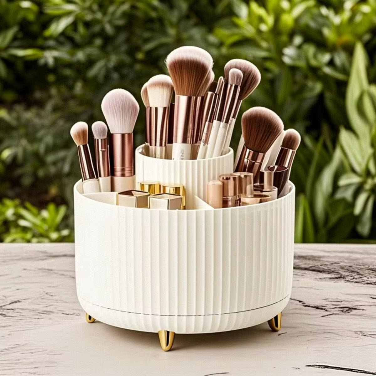 Duobox 360 rotating makeup brush organizer