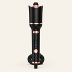 Swirl auto-rotating ceramic curler in black and rose gold